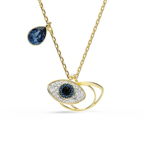Kulons, Ļaunā acs, Zils, Zelta toņa parklājums Swarovski