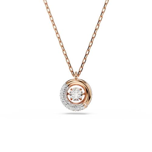 Pendant, Round cut, White, Rose gold-tone plated Dextera Swarovski