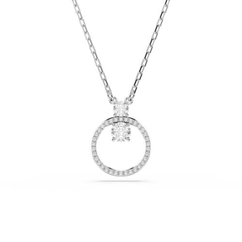 Kulons, Apaļš griezums, Balts, Rodija pārklājums Constella Swarovski