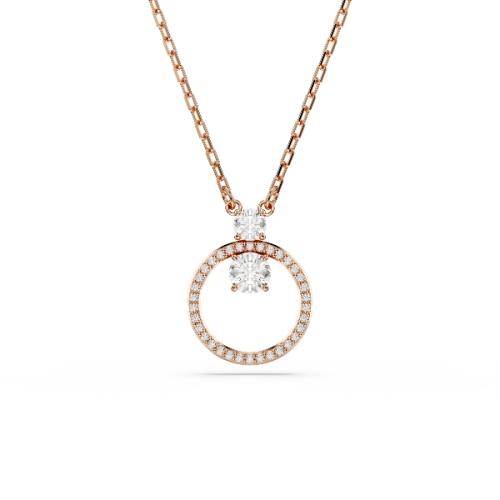 Pendant, Round cut, White, Rose gold-tone plated Constella Swarovski