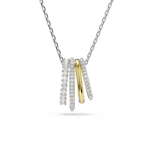 Pendant, Mixed cuts, White, Mixed metal finish Hyperbola Swarovski