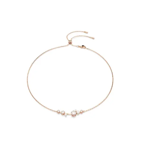 Necklace, White, Rose gold-tone plated