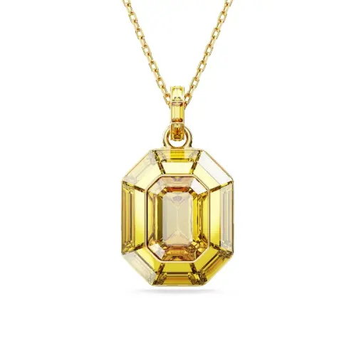 Pendant, Octagon shape, Yellow, Gold-tone plated Lucent Swarovski