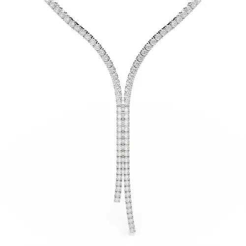 Y necklace, Round cut, White, Rhodium plated Matrix Swarovski