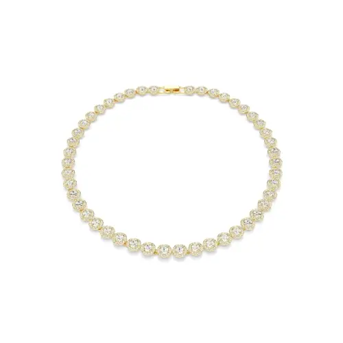 Necklace, Round cut, White, Gold-tone plated Una Angelic Swarovski