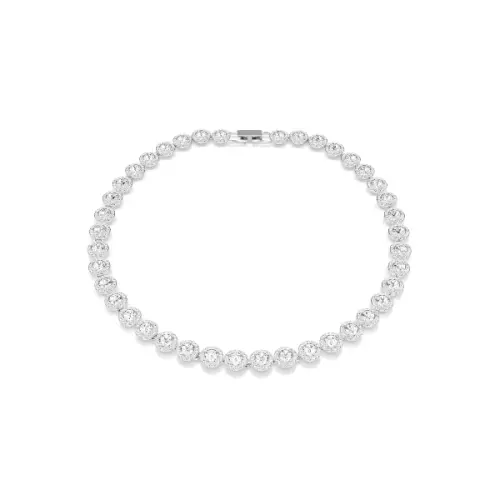 Necklace, Round cut, White, Rhodium plated