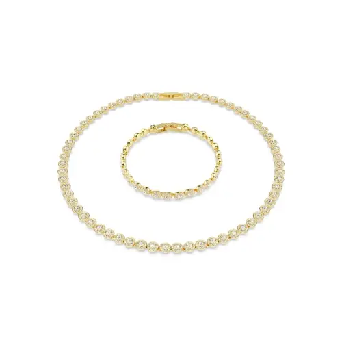 Set (2 pcs.), Round cut, White, Gold-tone plated Una Angelic Swarovski