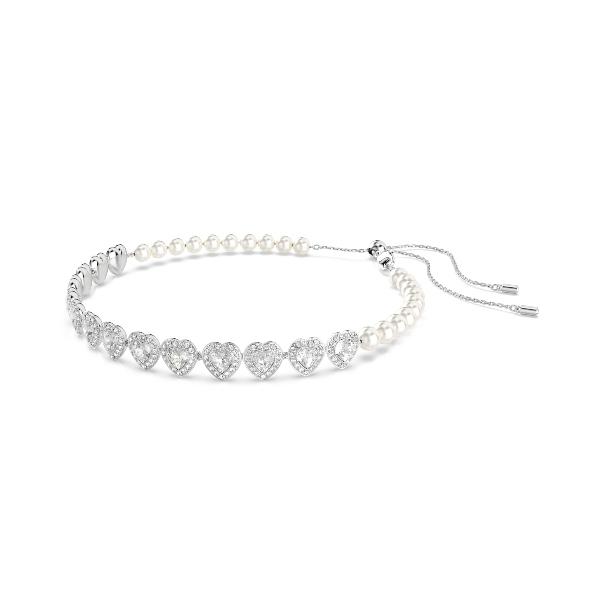 Choker, Mixed cuts, Heart, White, Rhodium plated Ariana Grande x Swarovski Swarovski 2