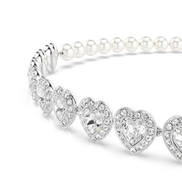 Choker, Mixed cuts, Heart, White, Rhodium plated Ariana Grande x Swarovski Swarovski 4