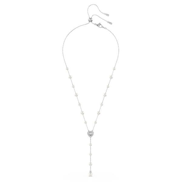 Y necklace, Mixed cuts, Heart, White, Rhodium plated Ariana Grande x Swarovski Swarovski 2