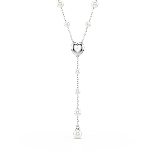 Y necklace, Mixed cuts, Heart, White, Rhodium plated Ariana Grande x Swarovski Swarovski 4