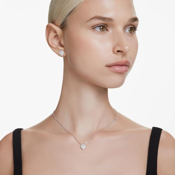 Pendant, Mixed cuts, Heart, White, Rhodium plated Ariana Grande x Swarovski Swarovski 5