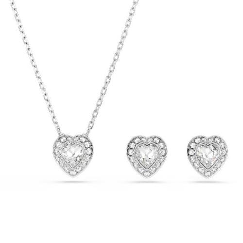 Set, Mixed cuts, Heart, White, Rhodium plated Ariana Grande x Swarovski Swarovski