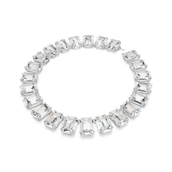 Necklace, Octagon cut, White, Rhodium plated Millenia Swarovski 2