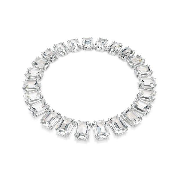 Necklace, Octagon cut, White, Rhodium plated Millenia Swarovski 5