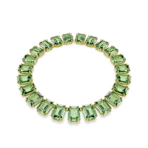 Necklace, Octagon cut, Green, Gold-tone plated