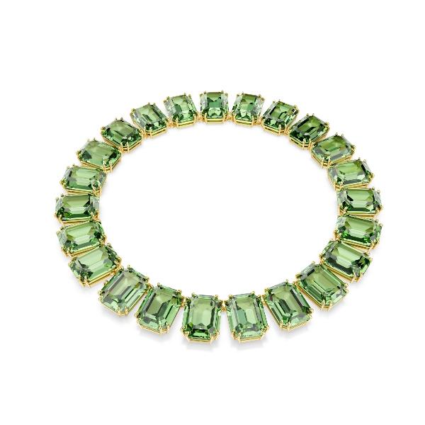 Necklace, Octagon cut, Green, Gold-tone plated Millenia Swarovski 5