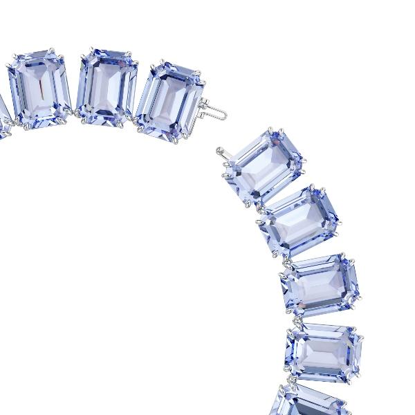 Necklace, Octagon cut, Blue, Rhodium plated Millenia Swarovski 3
