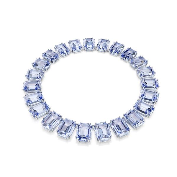 Necklace, Octagon cut, Blue, Rhodium plated Millenia Swarovski 5