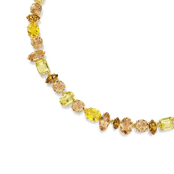Necklace, Mixed cuts, Yellow, Gold-tone plated Gema Swarovski 4