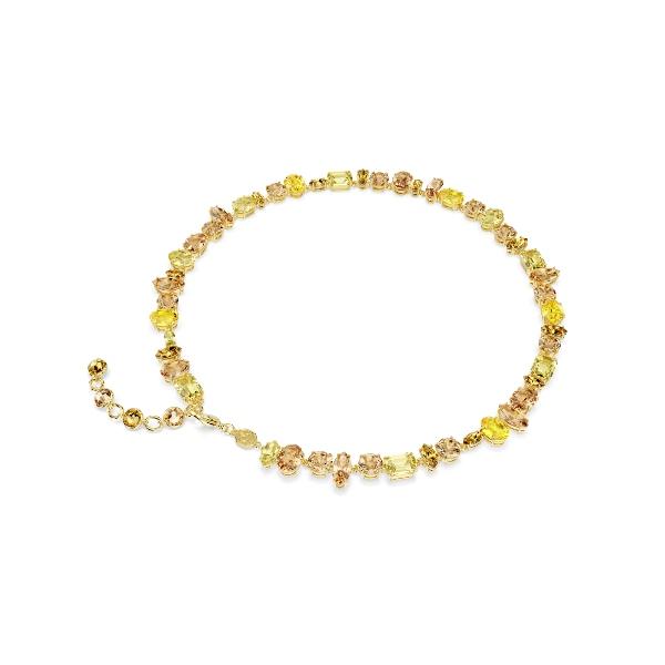 Necklace, Mixed cuts, Yellow, Gold-tone plated Gema Swarovski 5