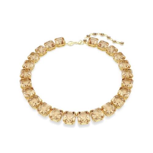 Necklace, Octagon cut, Caramel, Gold-tone plated