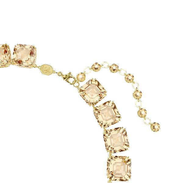 Necklace, Octagon cut, Caramel, Gold-tone plated Millenia Swarovski 3