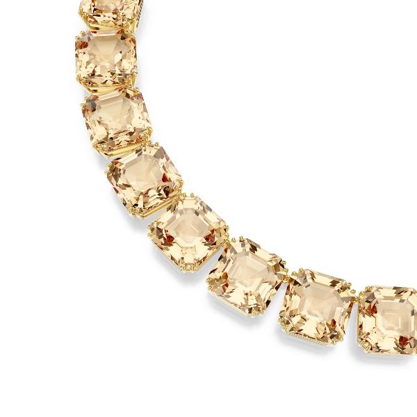Necklace, Octagon cut, Caramel, Gold-tone plated Millenia Swarovski 4