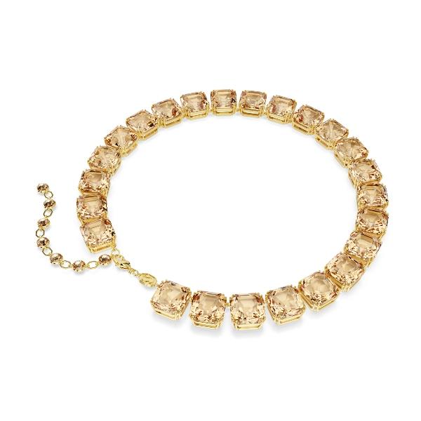 Necklace, Octagon cut, Caramel, Gold-tone plated Millenia Swarovski 5