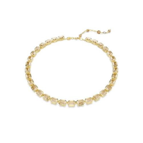 Necklace, Octagon cut, Yellow, Gold-tone plated