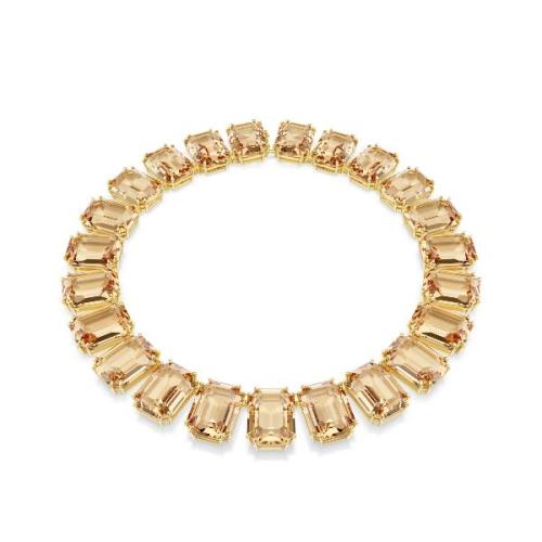 Necklace, Oversized crystals, Octagon cut, Caramel, Gold-tone plated Millenia Swarovski