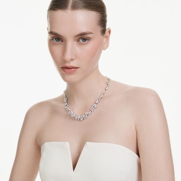 Necklace, Round cut, White, Rhodium plated Constella Swarovski 6