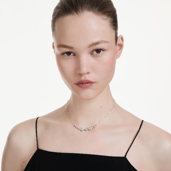 Necklace, Mixed cuts, White, Rhodium plated Constella Swarovski 6