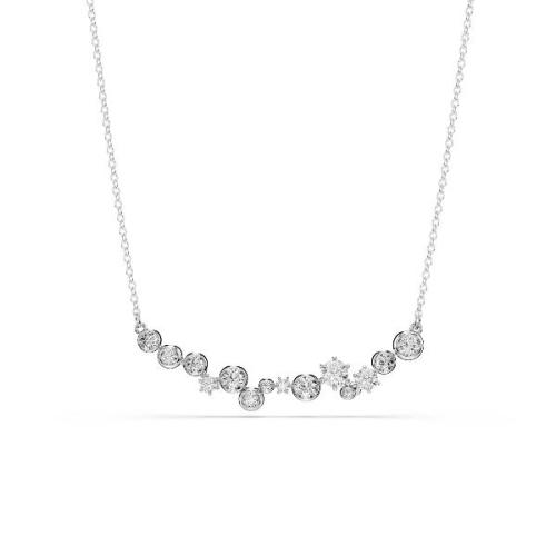 Necklace, Mixed cuts, White, Rhodium plated
