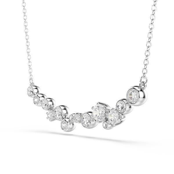 Necklace, Mixed cuts, White, Rhodium plated Constella Swarovski 3