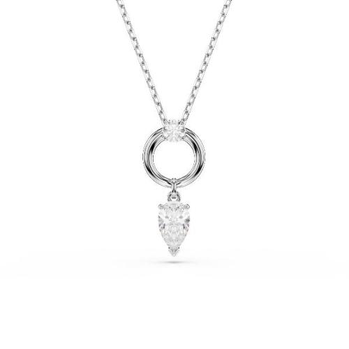 Подвеска, Кристаллы огранки «груша», Белый, Родиевое покрытие Mesmera Swarovski