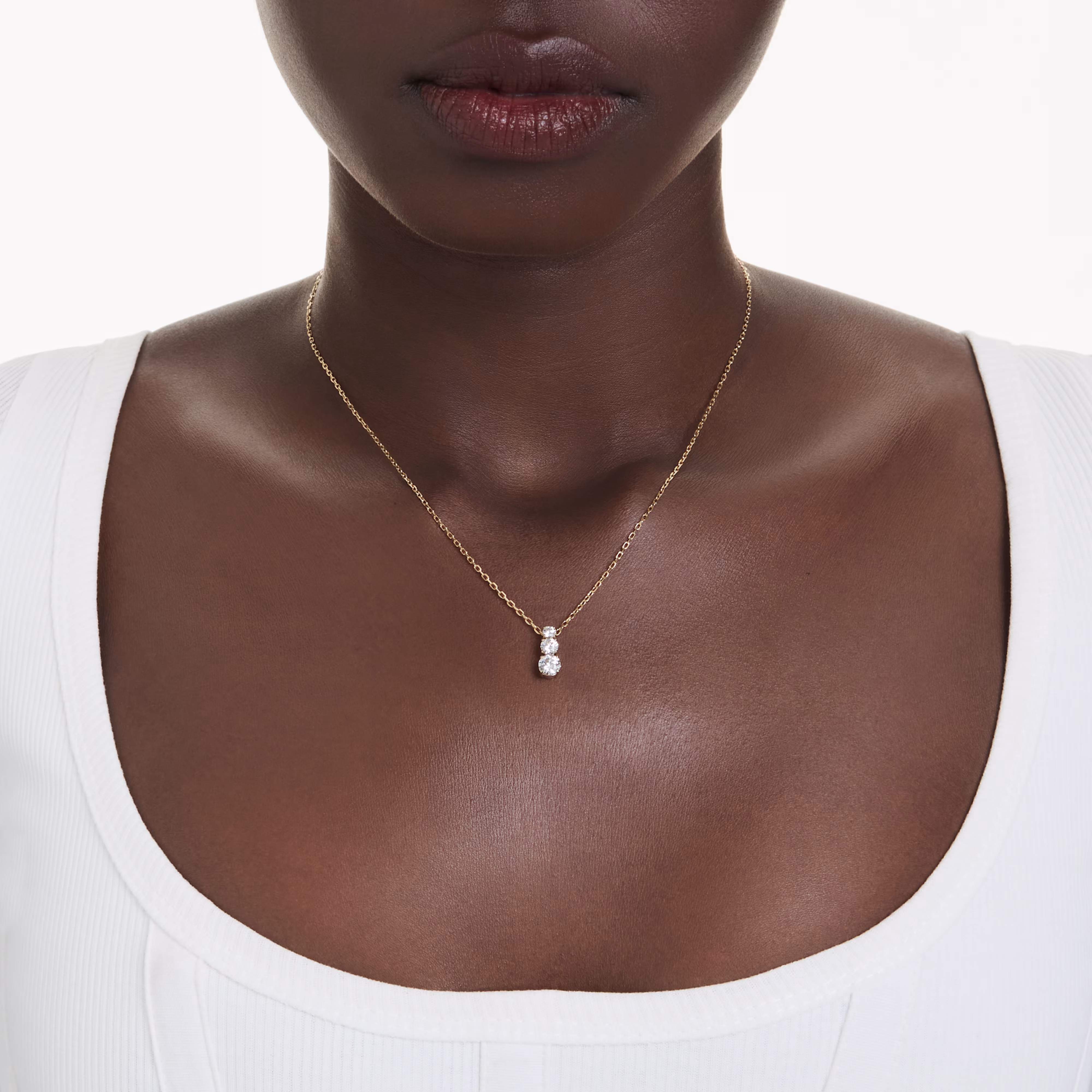 Pendant, Round cut, White, Gold-tone plated Stilla Swarovski 6