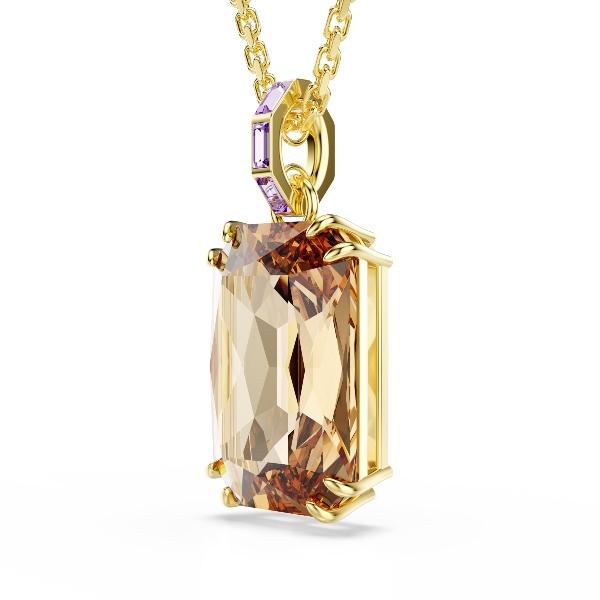 Pendant, Octagon cut, Caramel, Gold-tone plated Millenia Swarovski 4