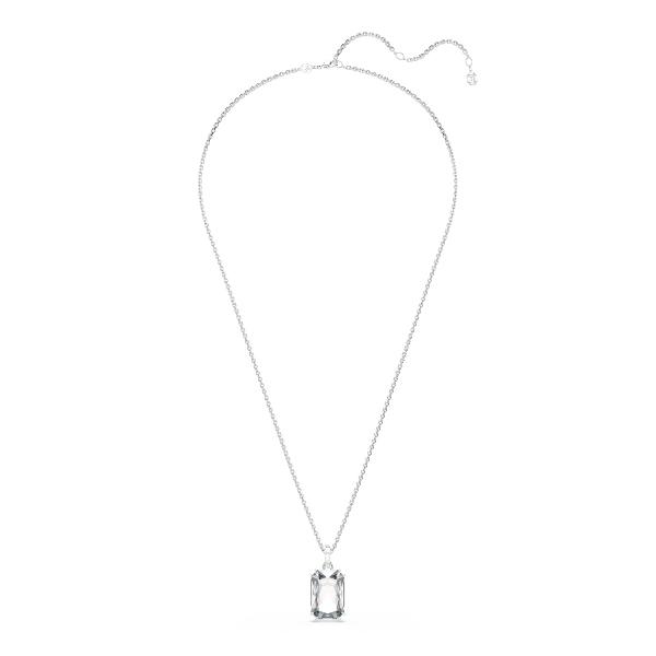 Pendant, Octagon cut, White, Rhodium plated Millenia Swarovski 5