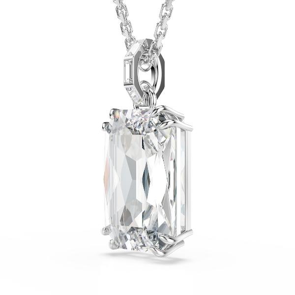 Pendant, Octagon cut, White, Rhodium plated Millenia Swarovski 4