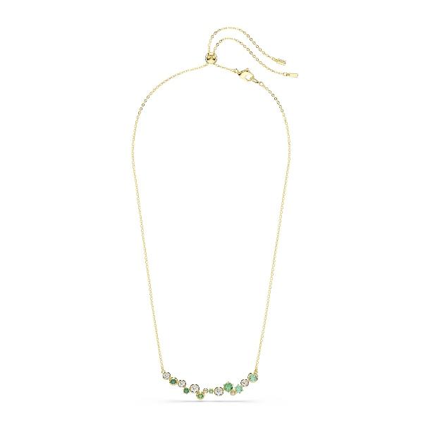 Necklace, Mixed cuts, Green, Gold-tone plated Constella Swarovski 5