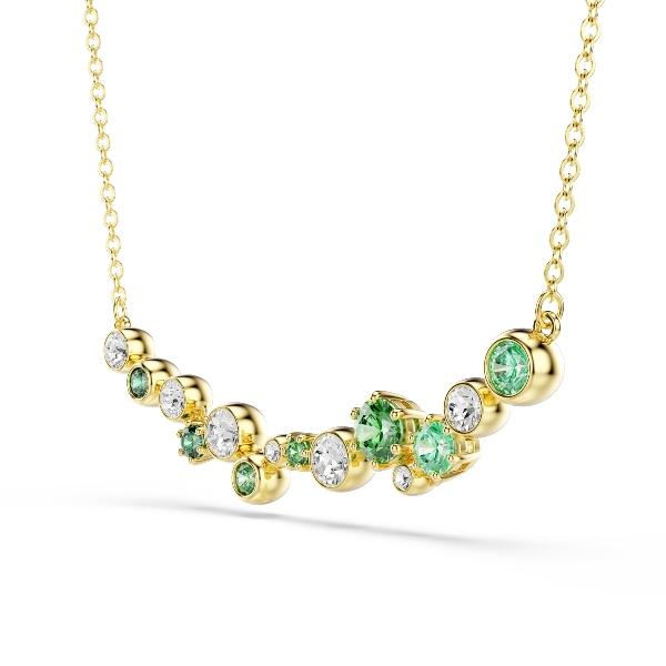 Necklace, Mixed cuts, Green, Gold-tone plated Constella Swarovski 4