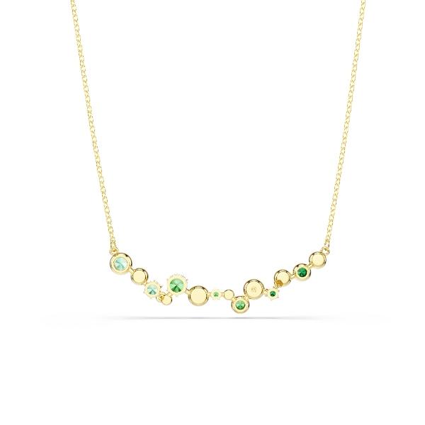 Necklace, Mixed cuts, Green, Gold-tone plated Constella Swarovski 3
