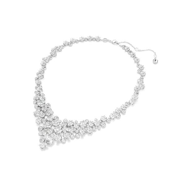Necklace, Mixed cuts, Clasp, White, Rhodium plated Constella Swarovski 4