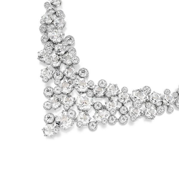 Necklace, Mixed cuts, Clasp, White, Rhodium plated Constella Swarovski 3