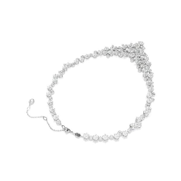 Necklace, Mixed cuts, Clasp, White, Rhodium plated Constella Swarovski 2