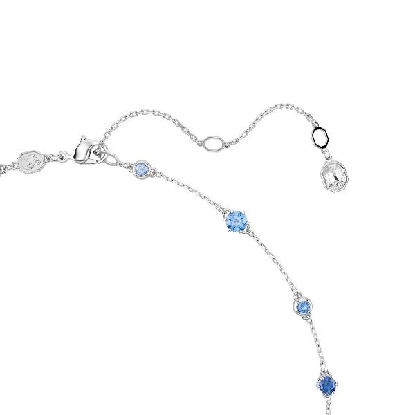 Necklace, Mixed cuts, Blue, Rhodium plated Constella Swarovski 3