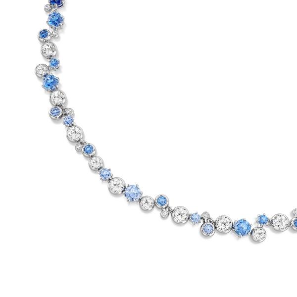 Necklace, Mixed cuts, Blue, Rhodium plated Constella Swarovski 4