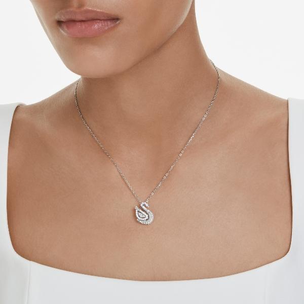 Pendant, Mixed cuts, Swan, White Swan Swarovski 6