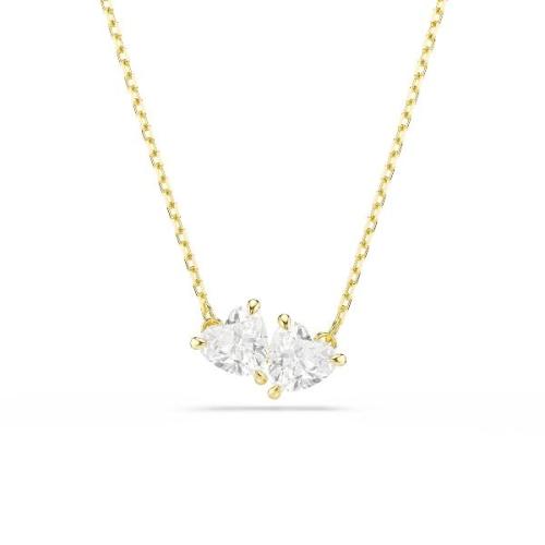 Kaklarota, Sirds, Balts, Zelta toņa pārklājums Mesmera Swarovski